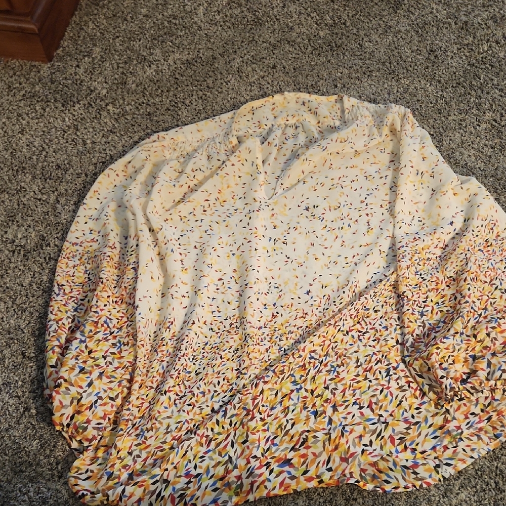 Colorful Patterned Sheer Blouse